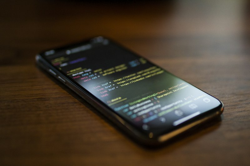 Smartphone displaying code